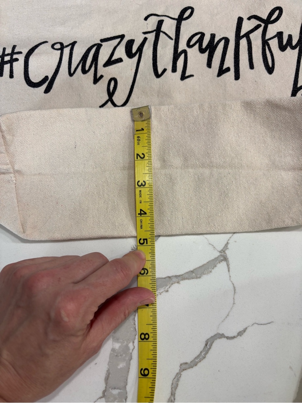 #CrazyThankful Cream Canvas Tote Bag Crazy Thankful Black Logo Medium Shoulder - Picture 13 of 13